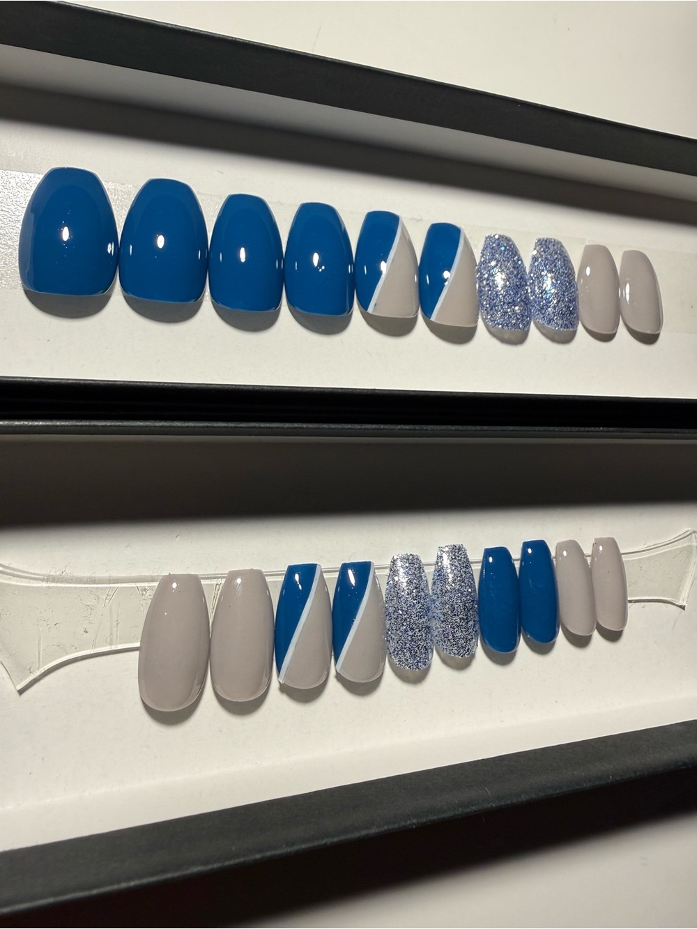 Blue & Gray Glitter Coffin Press-On Nail Set - Picture 6 of 8